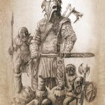 illustration au crayon d'une horde de gobelins. illustration de fantasy réalisée par godo