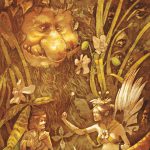 illustration de troll de lutins et de fee dans les herbes de sous bois, réalisé par godo