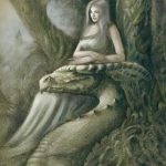 illustration d'une fée et de son dragon. Illustration réalisée par Godo. Site : godo art. illustrateur fantasy