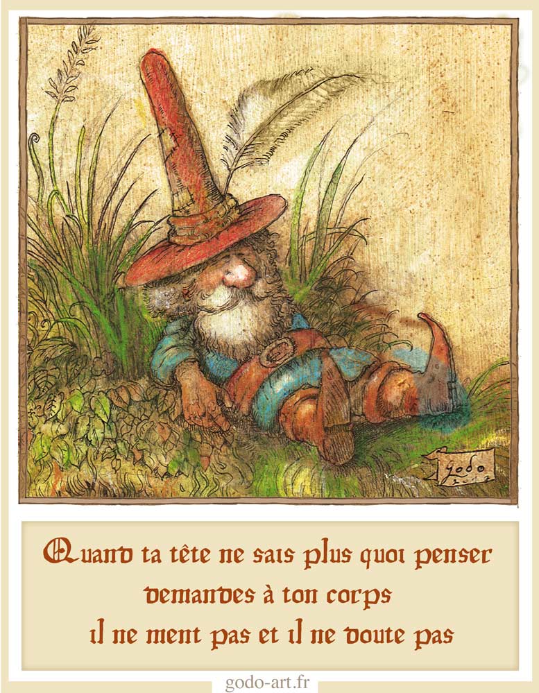 illustration de "petit-peuple et grande sagesse, première clé, l'émerveillement. Illustration godo