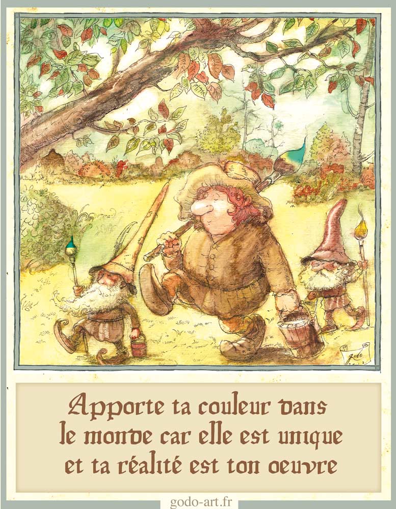 illustration petit peuple et grande sagesse. clé numéro six : peint ta réalité illustration godo art