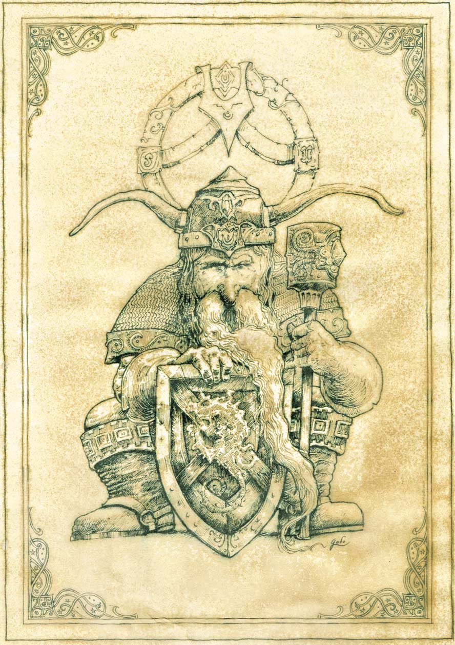 parchemin de féerie, illustration d'un nain guerrier