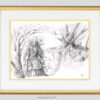 illustration d'une enchanteresse devant un arbre maîtr. réalisation au crayon graphite. illustration godoe